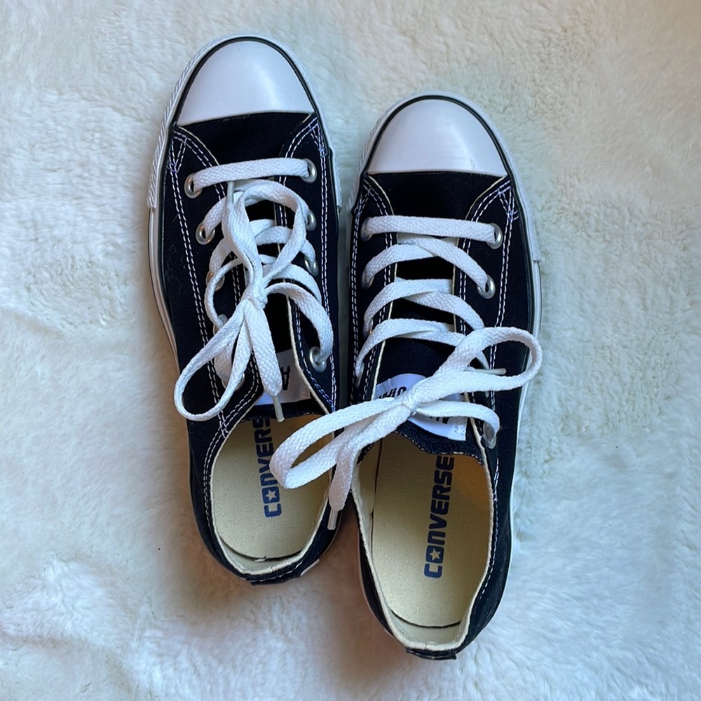Black and white converse all star sneakers